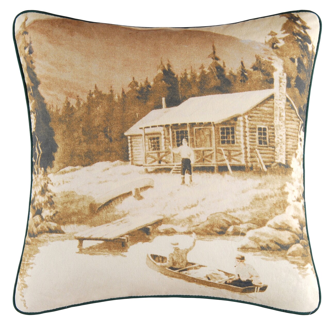 Fishing Cabin High Definition Thanksgiving Throw Pillow, 18" x 18"